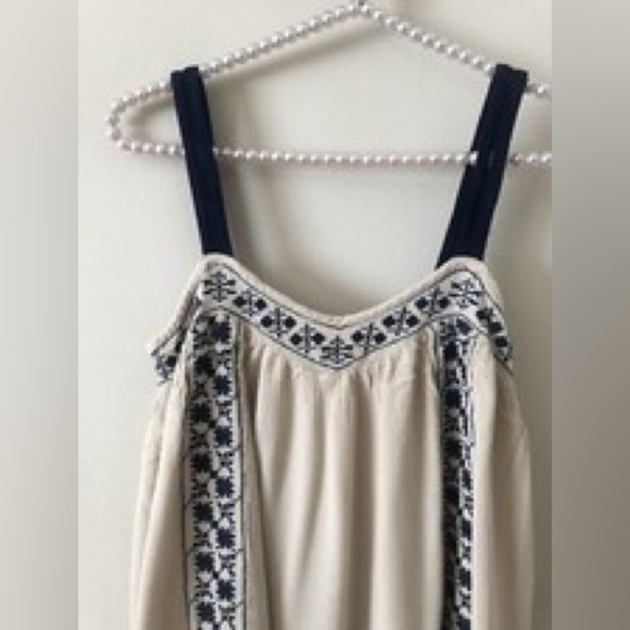 Staring At Stars Womens Tan Gauzy Dress Embroidered Sleeveless Boho - Picture 5 of 5